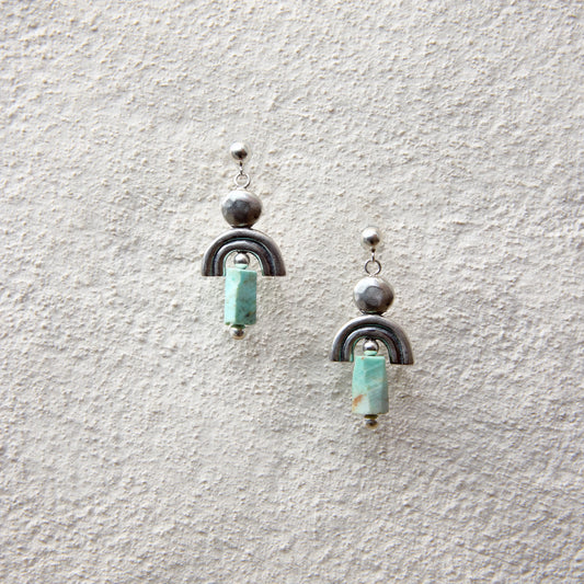 ensage-tokyo-wind-arch-amulet-earrings-925-sterling-silver-natural-turquoise-dangle-jewelry-ethnic-style