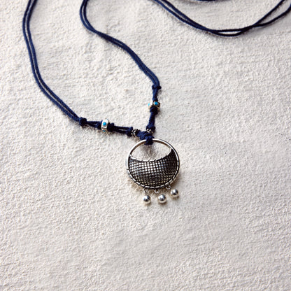 ensage-tokyo-basket-of-air-necklace-925-sterling-silver-semi-circular-woven-basket-pendant-blue-cotton-cord