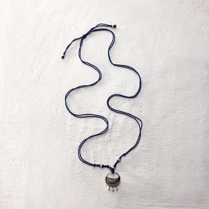 ensage-tokyo-basket-of-air-necklace-925-sterling-silver-semi-circular-woven-basket-pendant-blue-cotton-cord