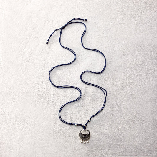 ensage-tokyo-basket-of-air-necklace-925-sterling-silver-semi-circular-woven-basket-pendant-blue-cotton-cord