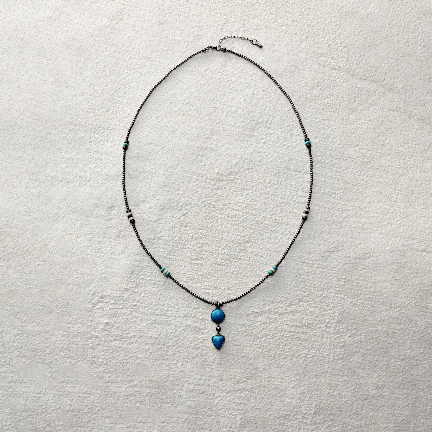 ensage-tokyo-dual-realms-necklace-oxidized-925-sterling-silver-round-and-triangular-turquoise-pendant-multi-stone-beaded-chain
