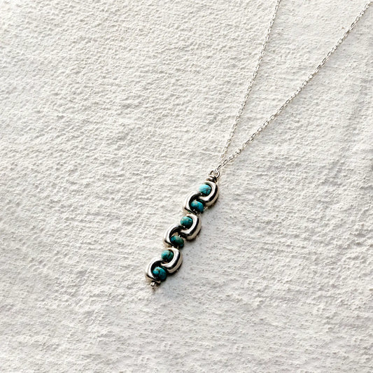 ensage-tokyo-echo-of-e-necklace-925-sterling-silver-interlocking-curves-natural-turquoise-beads-pendant