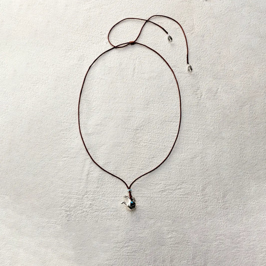 ensage-tokyo-leaf-of-the-wind-flask-necklace-925-sterling-silver-double-spout-vessel-leaf-charm-turquoise-clear-quartz