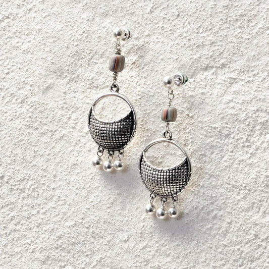 ensage-tokyo-lunar-pouch-studs-925-sterling-silver-turquoise-inlay-ethnic-vintage-jewelry