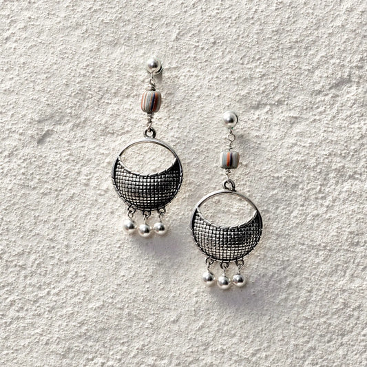 ensage-tokyo-lunar-pouch-studs-925-sterling-silver-turquoise-inlay-ethnic-vintage-jewelry