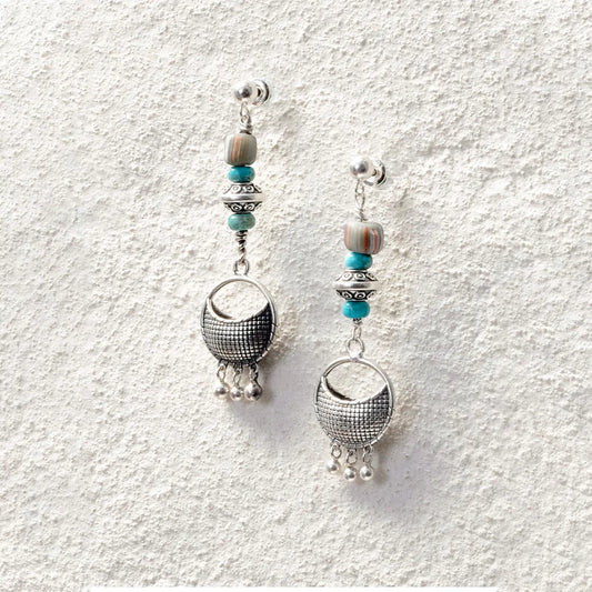 ensage-tokyo-lunar-pouch-earrings-hand-woven-basket-design-925-sterling-silver-with-natural-turquoise-and-glass-beads