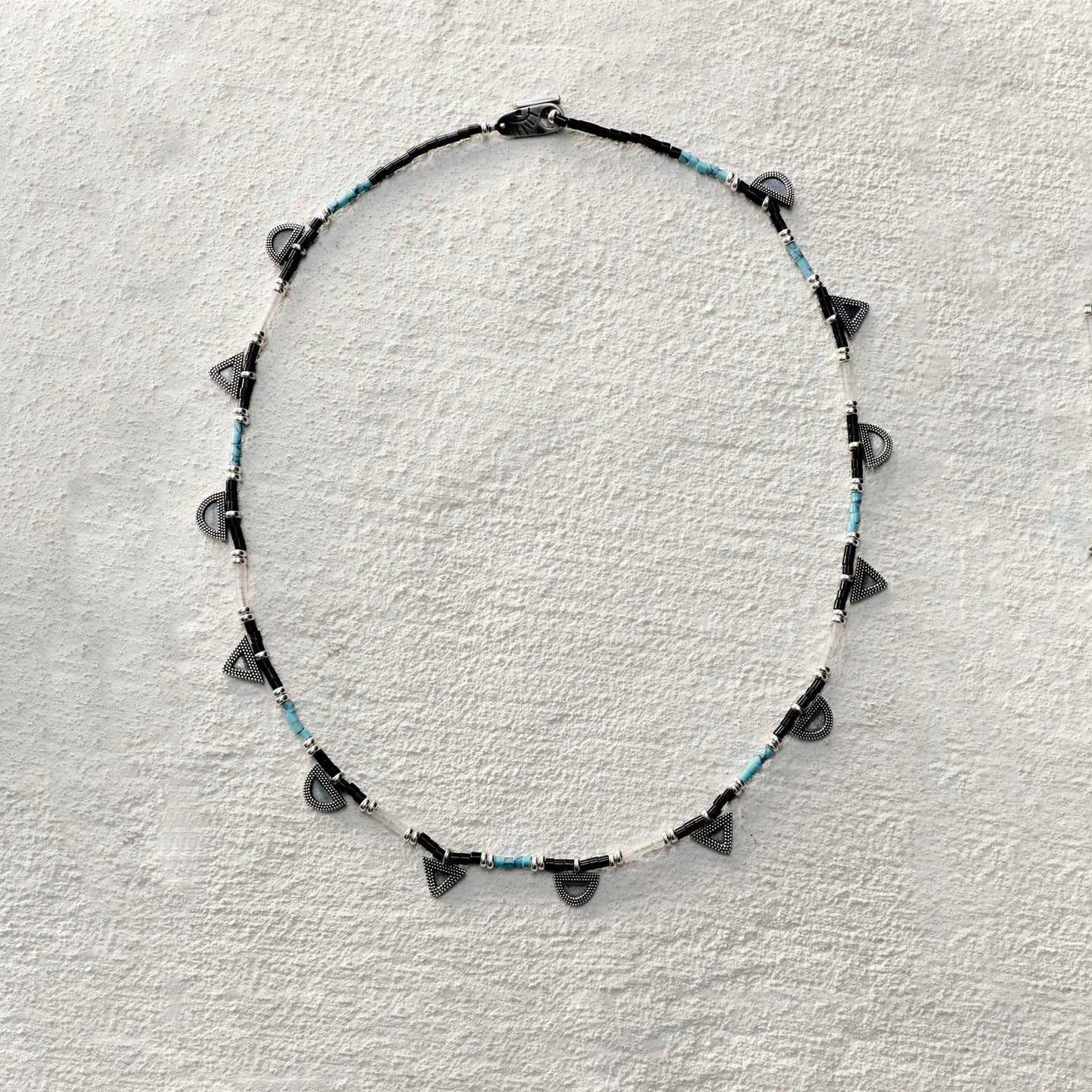 ensage-tokyo-moonway-necklace-oxidized-925-silver-triangle-semicircle-charms-black-onyx-beads-turquoise