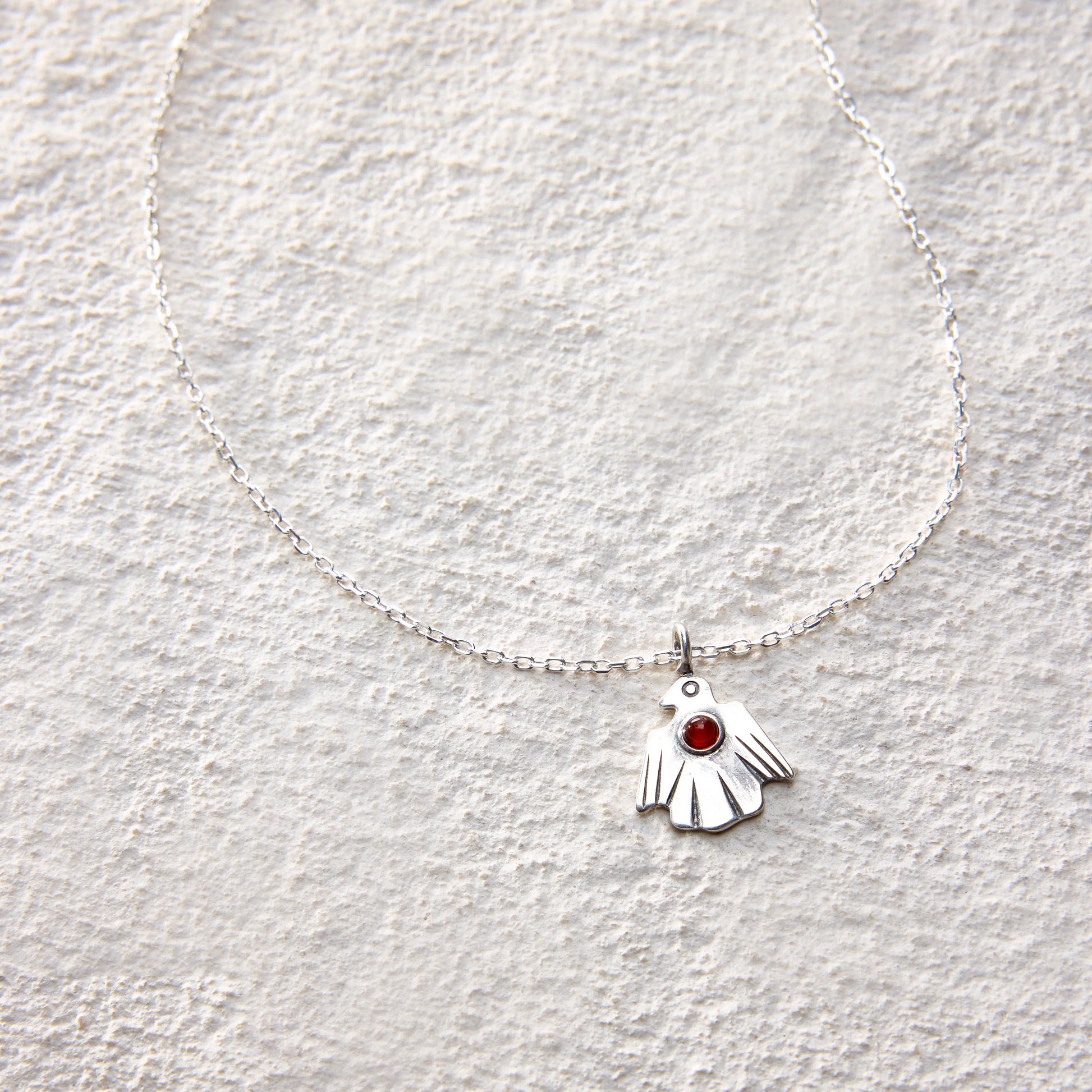 ensage-tokyo-nomad-thunderbird-necklace-925-sterling-silver-bird-pendant-red-stone-inlay