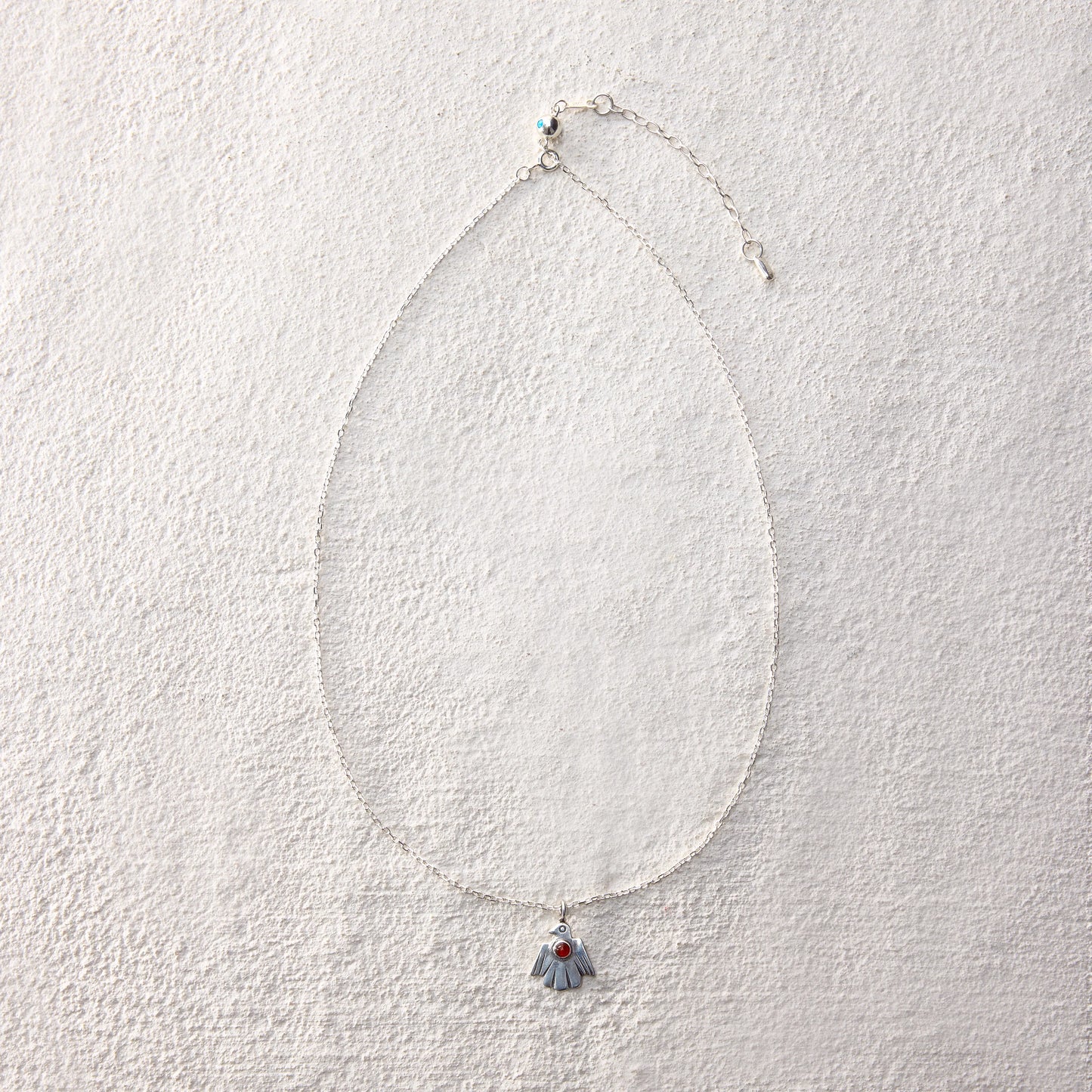 ensage-tokyo-nomad-thunderbird-necklace-925-sterling-silver-bird-pendant-red-stone-inlay