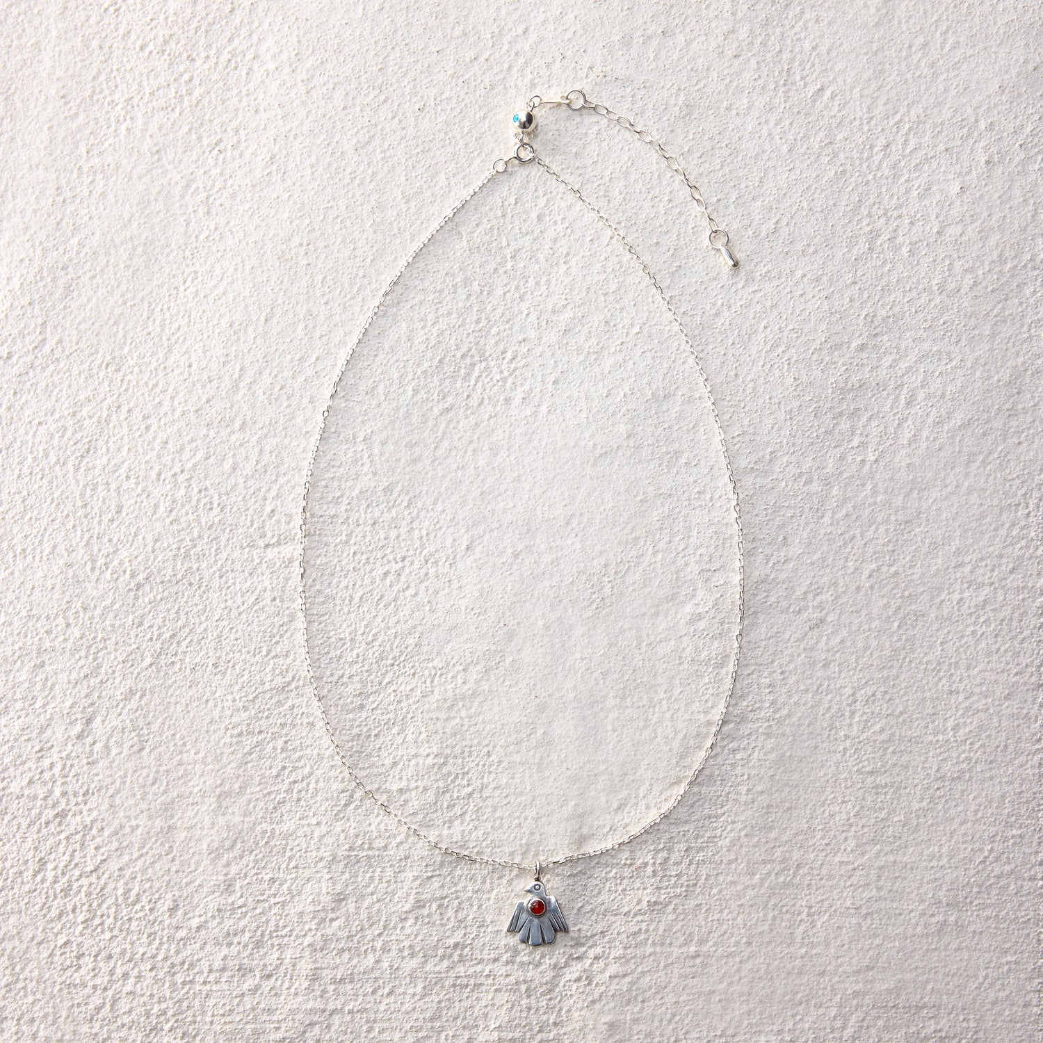 ensage-tokyo-nomad-thunderbird-necklace-925-sterling-silver-bird-pendant-red-stone-inlay
