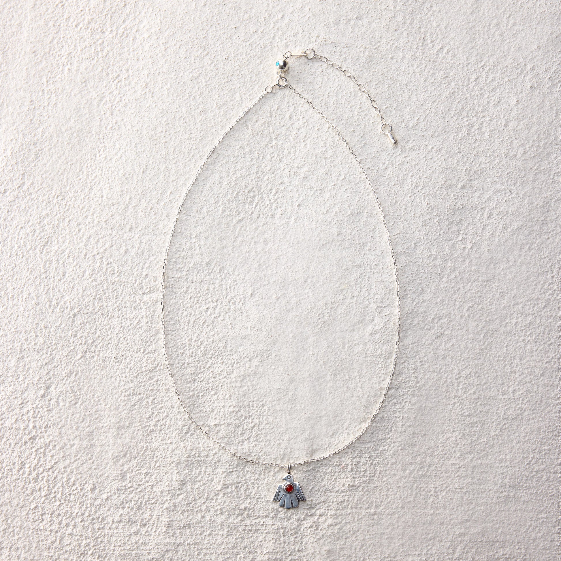 ensage-tokyo-nomad-thunderbird-necklace-925-sterling-silver-bird-pendant-red-stone-inlay