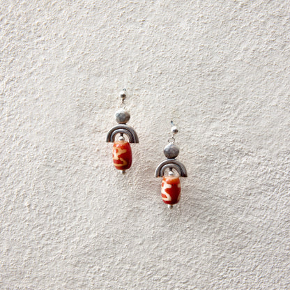 ensage-tokyo-red-agate-arch-amulet-earrings-925-sterling-silver-geometric-ethnic-jewelry