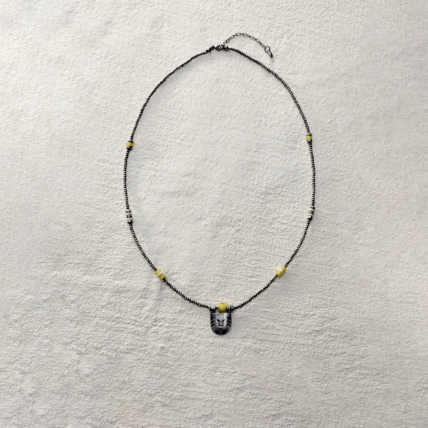 ensage-tokyo-seal-of-dawn-necklace-antique-925-sterling-silver-engraved-shield-pendant-yellow-glass-beads-agate