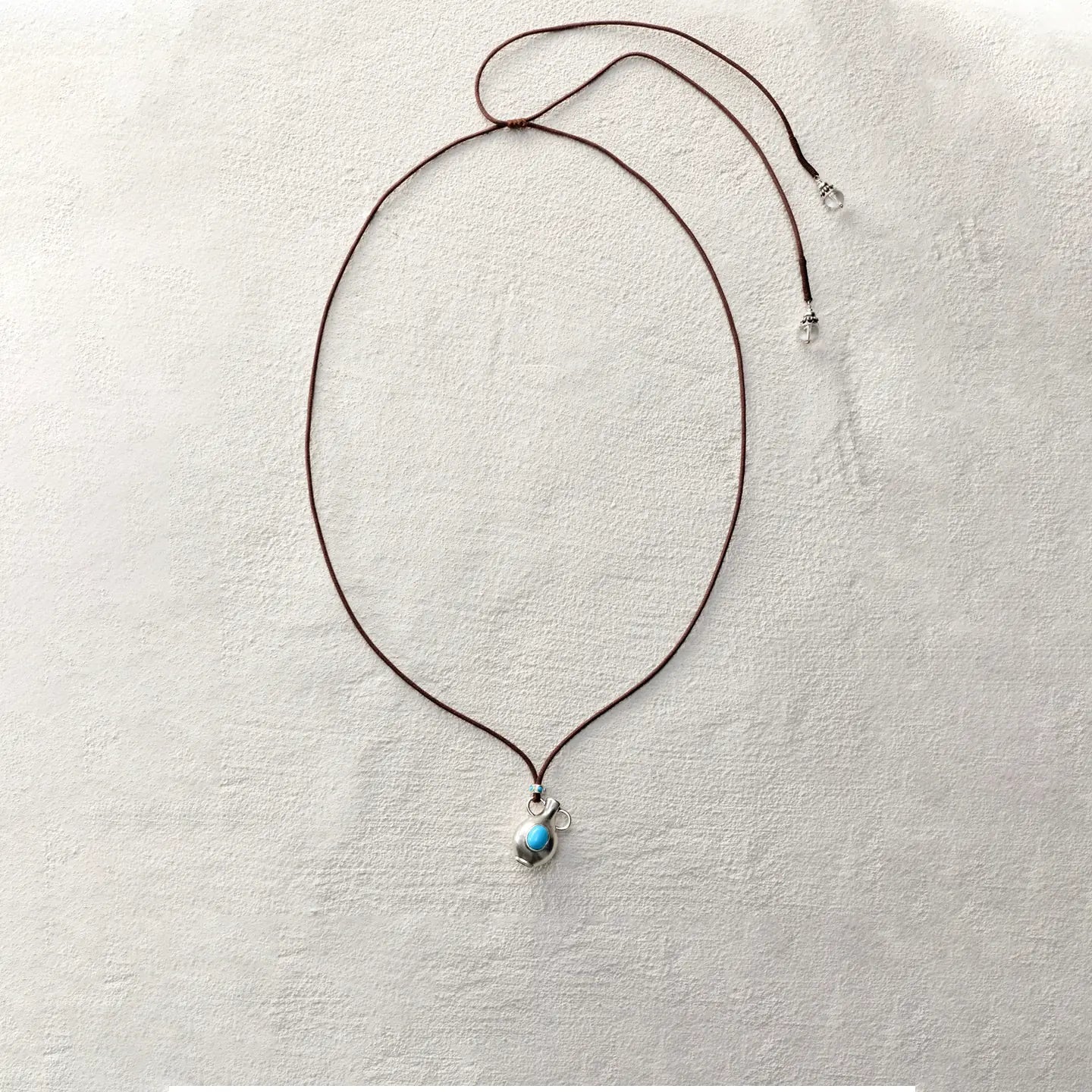 ensage-tokyo-spirit-vessel-necklace-polished-925-sterling-silver-flask-pendant-oval-turquoise-inlay-clear-quartz