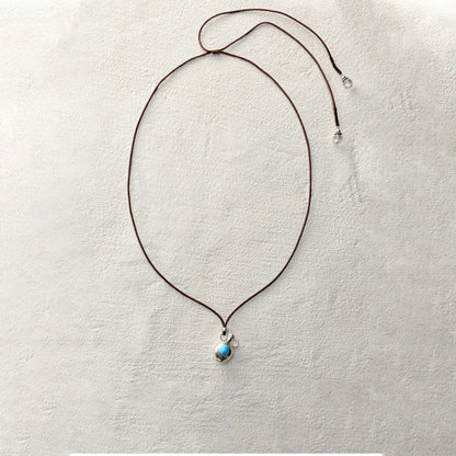 ensage-tokyo-spirit-vessel-necklace-polished-925-sterling-silver-flask-pendant-oval-turquoise-inlay-clear-quartz