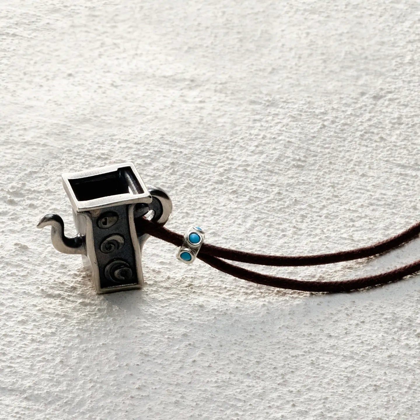 ensage-tokyo-square-nomads-flask-necklace-925-sterling-silver-etched-vessel-pendant-clear-quartz-charms-waxed-cord