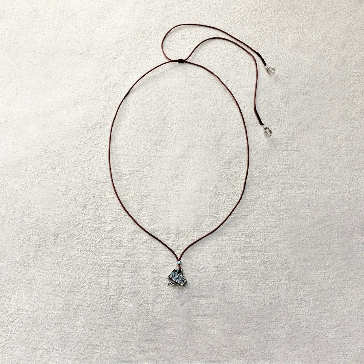 ensage-tokyo-square-nomads-flask-necklace-925-sterling-silver-etched-vessel-pendant-clear-quartz-charms-waxed-cord