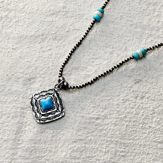 ensage-tokyo-square-totem-necklace-oxidized-925-sterling-silver-tiered-geometric-pendant-turquoise-beads