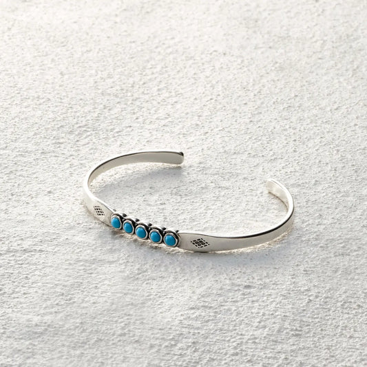 ensage-tokyo-starline-cuff-925-sterling-silver-five-turquoise-inlays-geometric-engraving