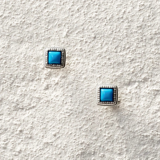ensage-tokyo-starstone-studs-925-sterling-silver-square-turquoise-inlay-minimalist-earrings