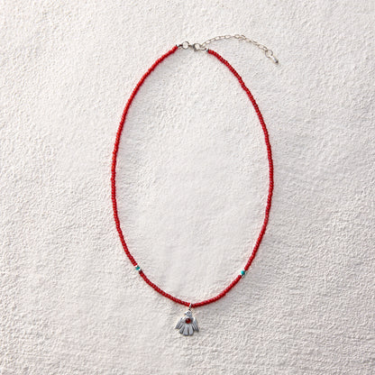 ensage-tokyo-thunderbird-necklace-925-sterling-silver-bird-pendant-red-agate-inlay-red-glass-beads