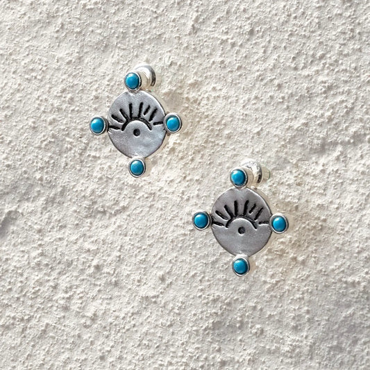 ensage-tokyo-totem-studs-925-sterling-silver-natural-turquoise-inlay-mystic-carvings-jewelry
