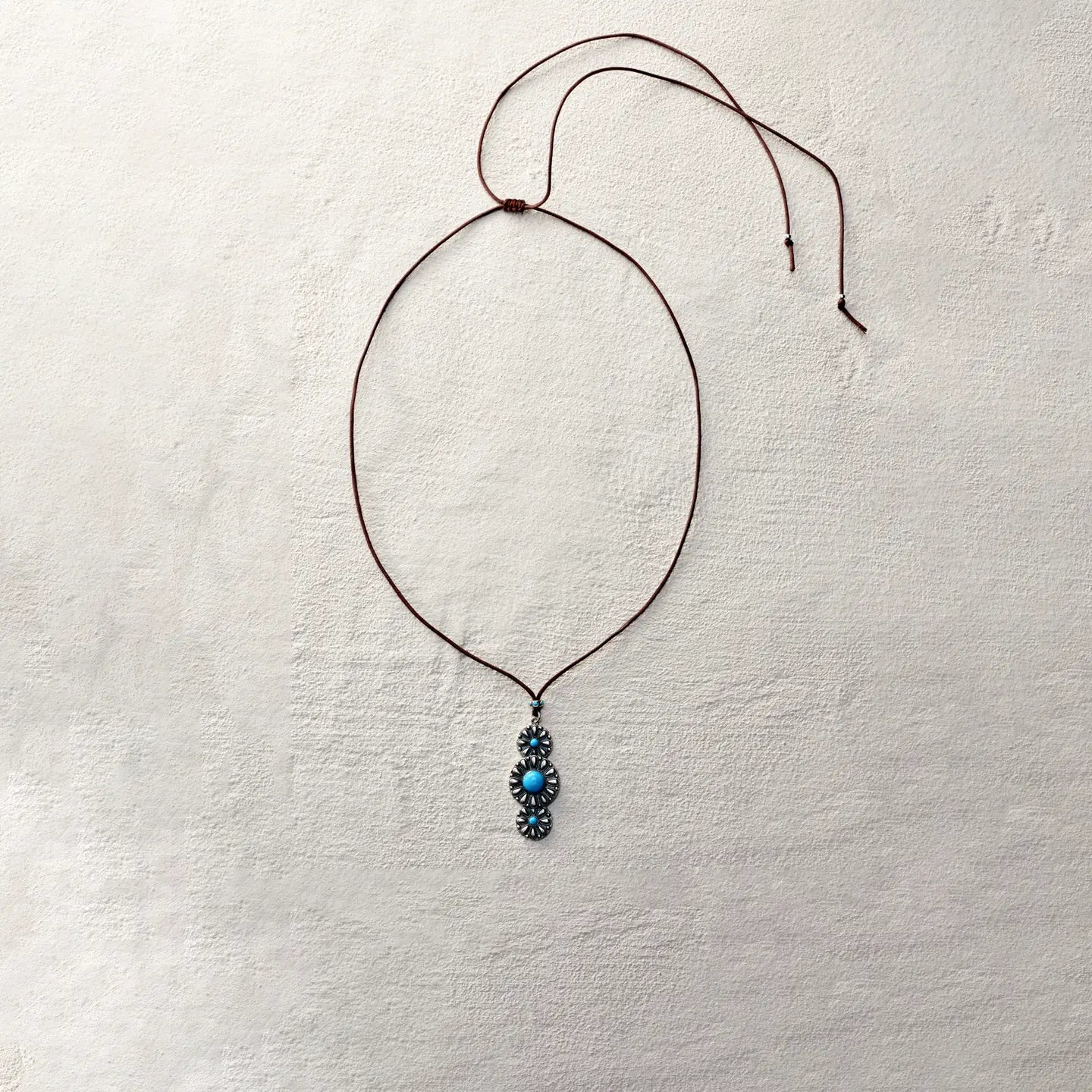 ensage-tokyo-trinity-bloom-necklace-oxidized-925-sterling-silver-triple-sunburst-pendant-turquoise-inlay-black-cord