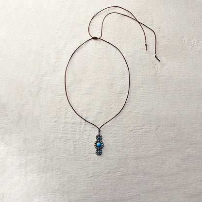 ensage-tokyo-trinity-bloom-necklace-oxidized-925-sterling-silver-triple-sunburst-pendant-turquoise-inlay-black-cord