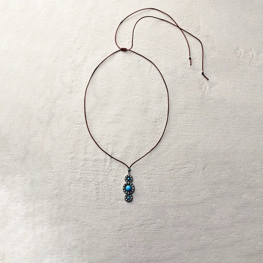 ensage-tokyo-trinity-bloom-necklace-oxidized-925-sterling-silver-triple-sunburst-pendant-turquoise-inlay-black-cord